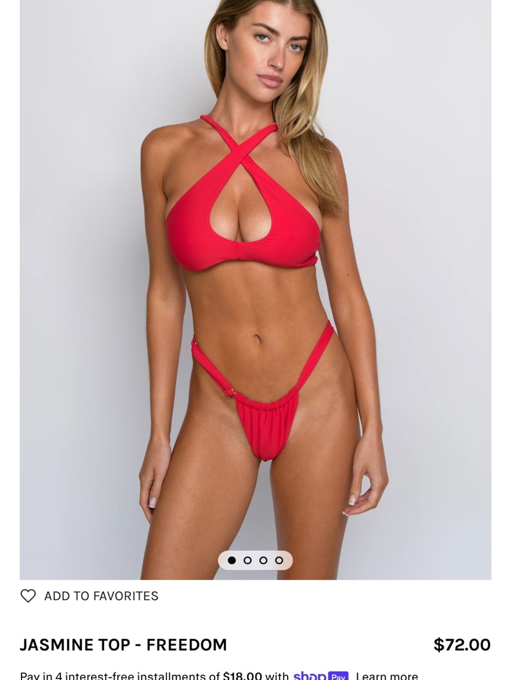 SKATIE- Jasmine Cross-Front Bikini Top in Red